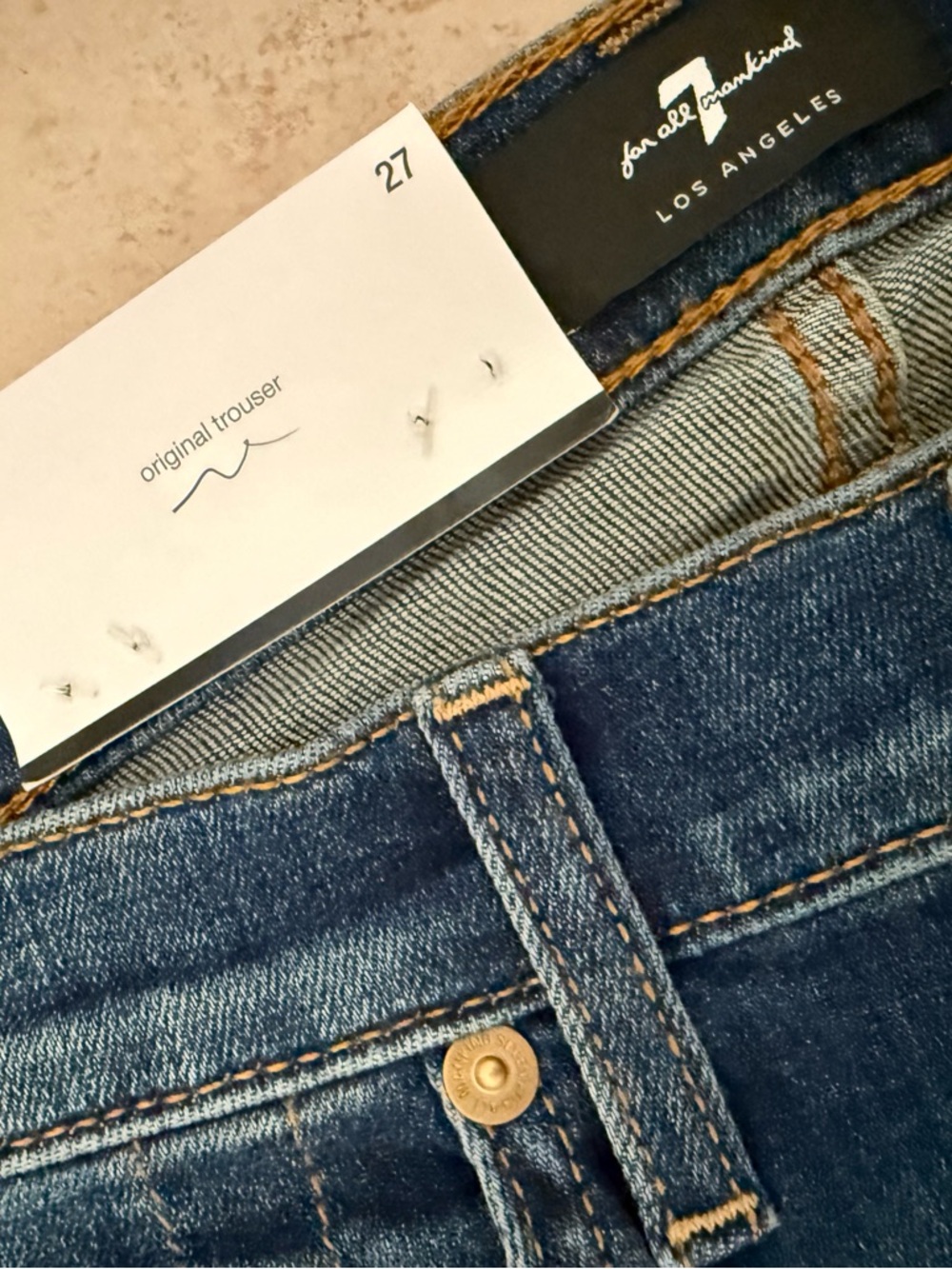 7 For All Mankind Dark Indigo Wide Leg Jeans - Picture 5 of 12
